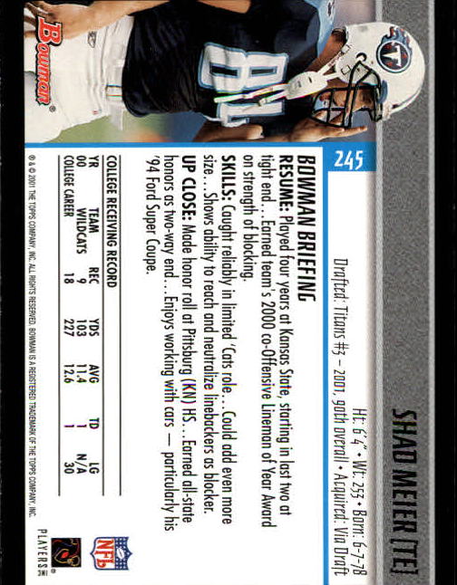 2001 Bowman Football Card Pick