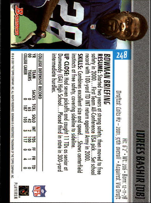 2001 Bowman Football Card Pick