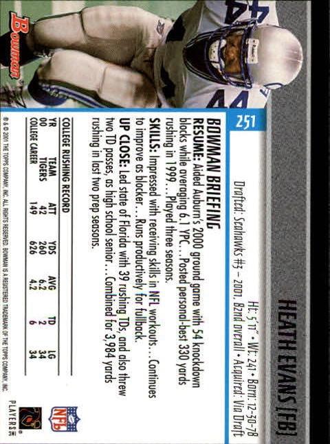 2001 Bowman Football Card Pick