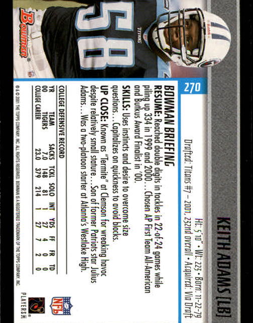 2001 Bowman Football Card Pick