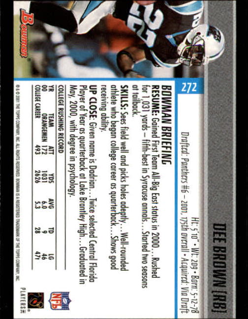 2001 Bowman Football Card Pick