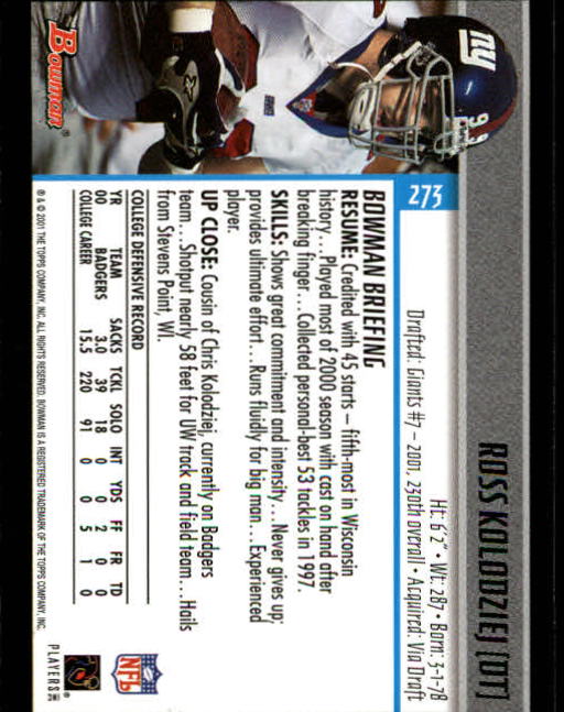 2001 Bowman Football Card Pick