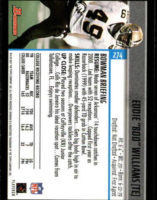 2001 Bowman Football Card Pick