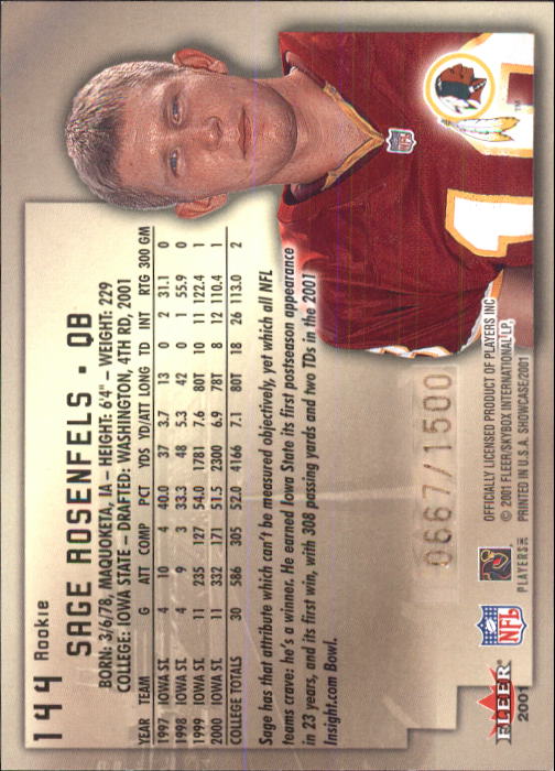 2001 Fleer Showcase Football Card Pick - Picture 215 of 225
