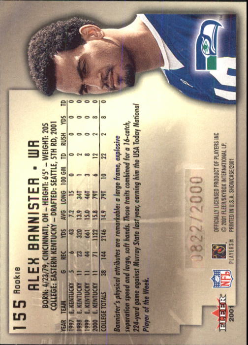 2001 Fleer Showcase Football Card Pick - Picture 221 of 225