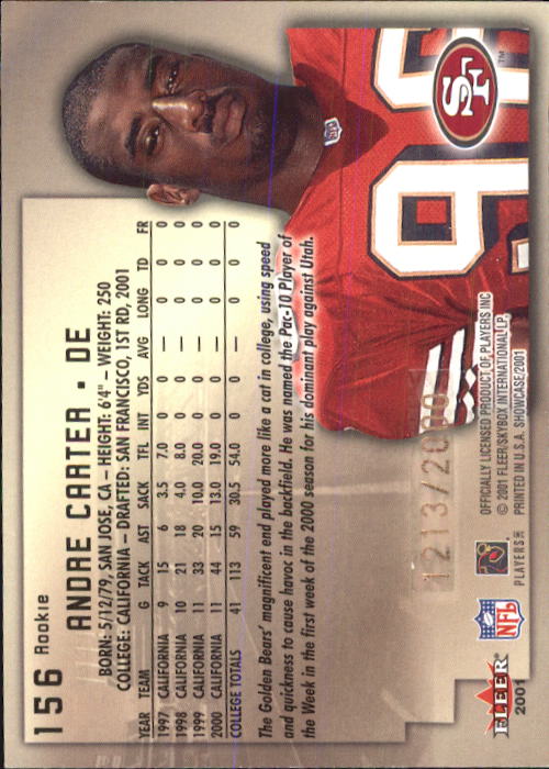 2001 Fleer Showcase Football Card Pick - Picture 223 of 225