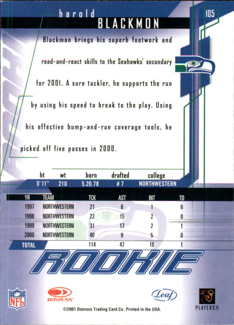 : Football NFL 2001 Leaf Rookies and Stars #99 Wayne