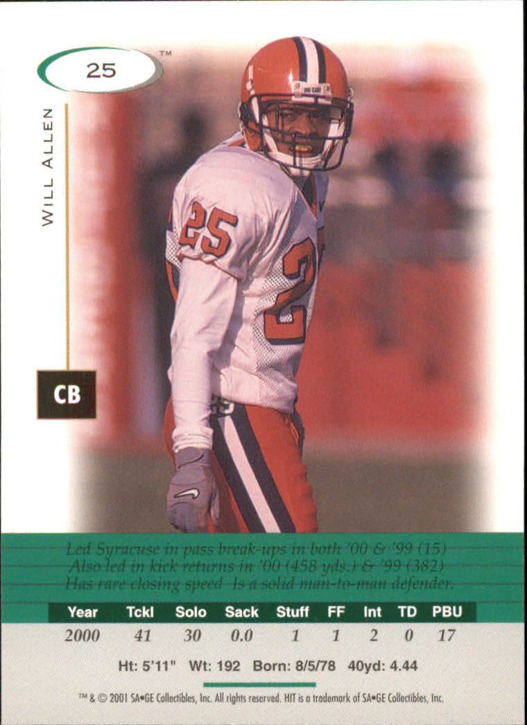 Auction Item 143747653810 Football Cards 2001 SA-GE Hit Jersey