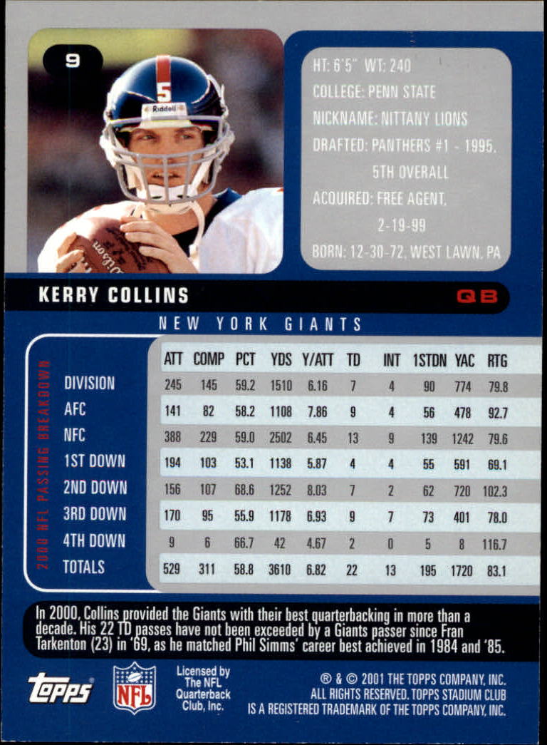 2001 Stadium Club Football Card Pick - Picture 13 of 213
