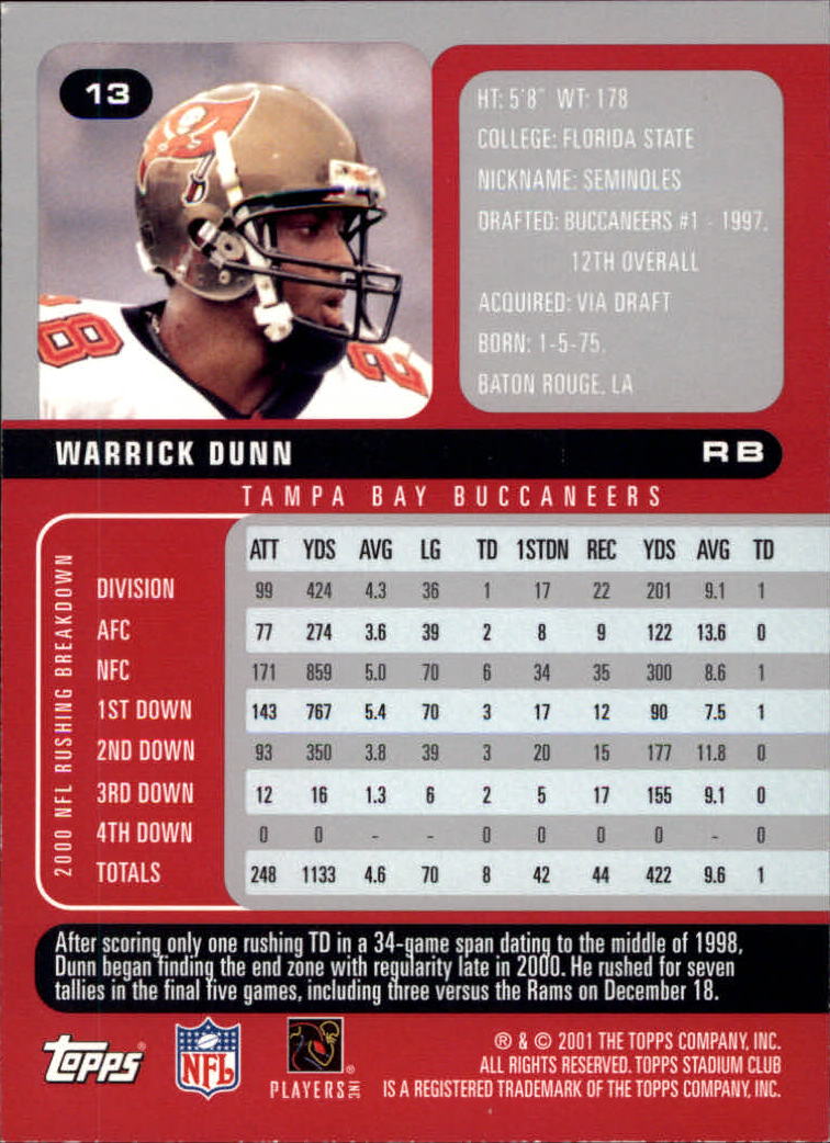 2001 Stadium Club Football Card Pick - Picture 17 of 213