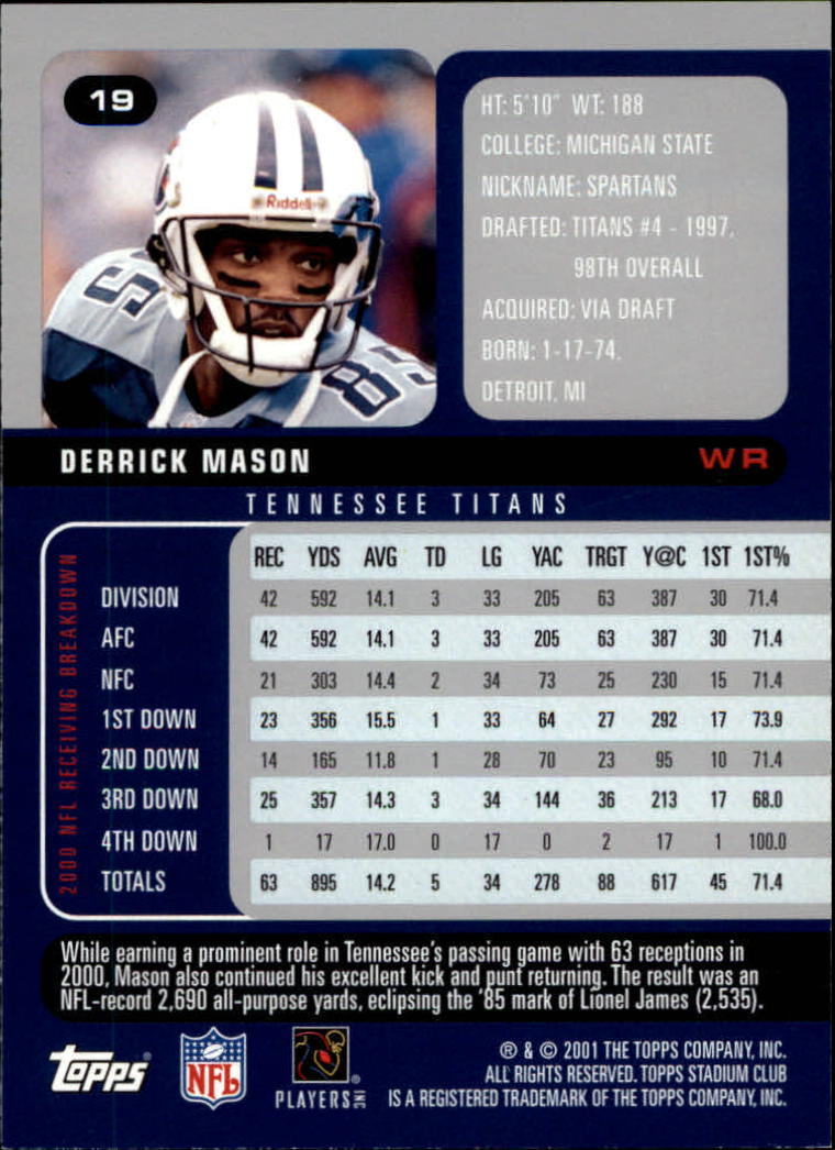 2001 Stadium Club Football Card Pick - Picture 25 of 213