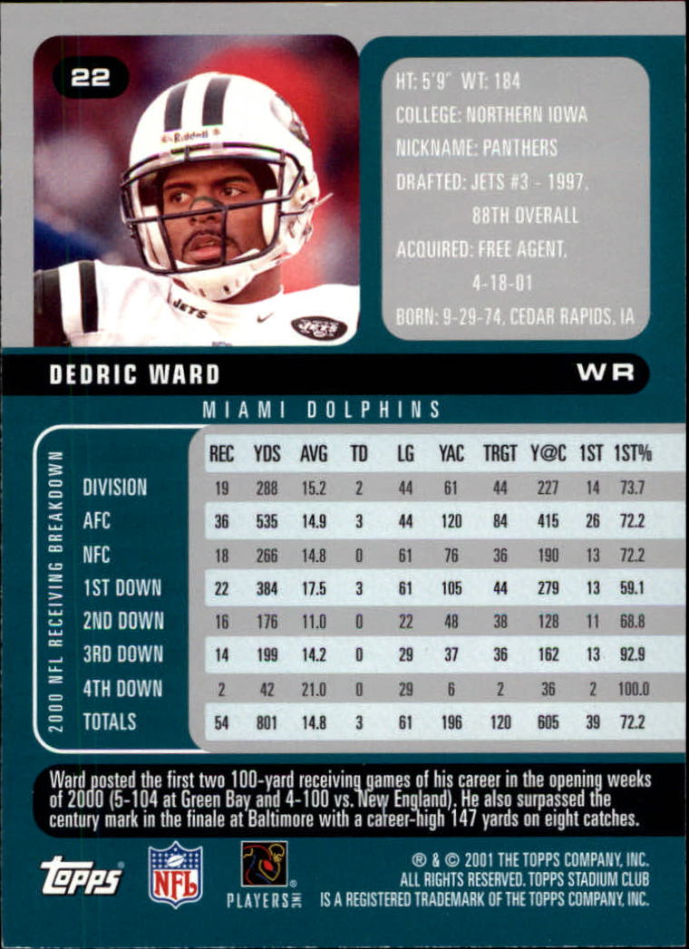 2001 Stadium Club Football Card Pick - Picture 29 of 213