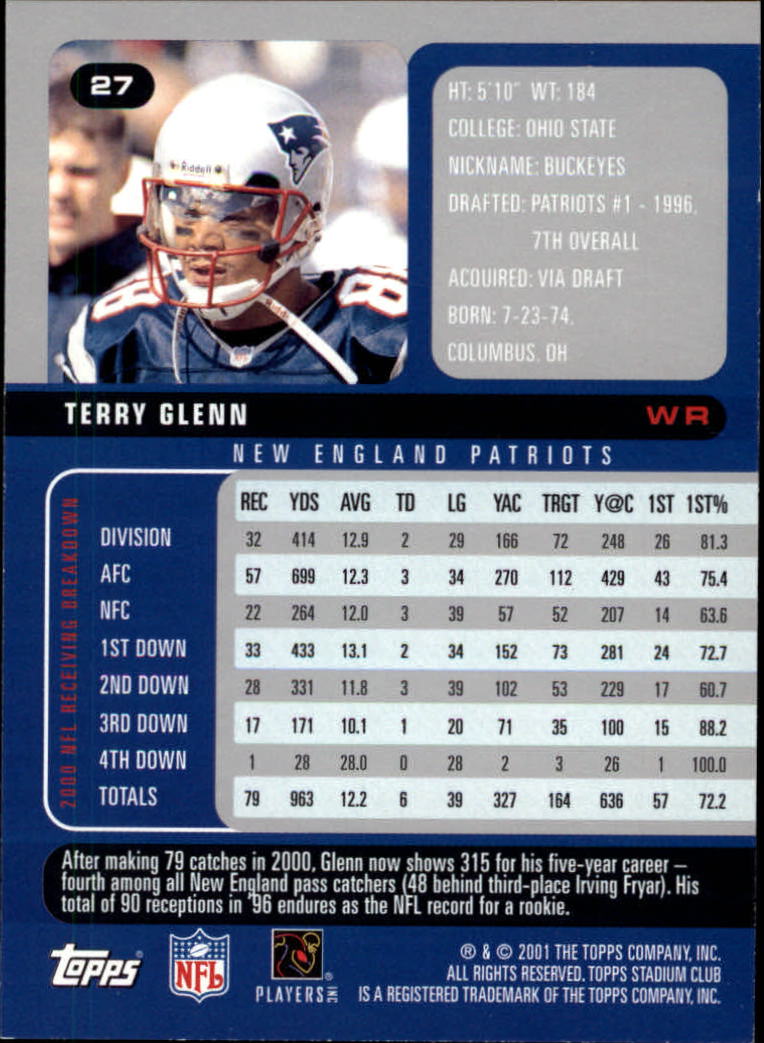 2001 Stadium Club Football Card Pick - Picture 39 of 213