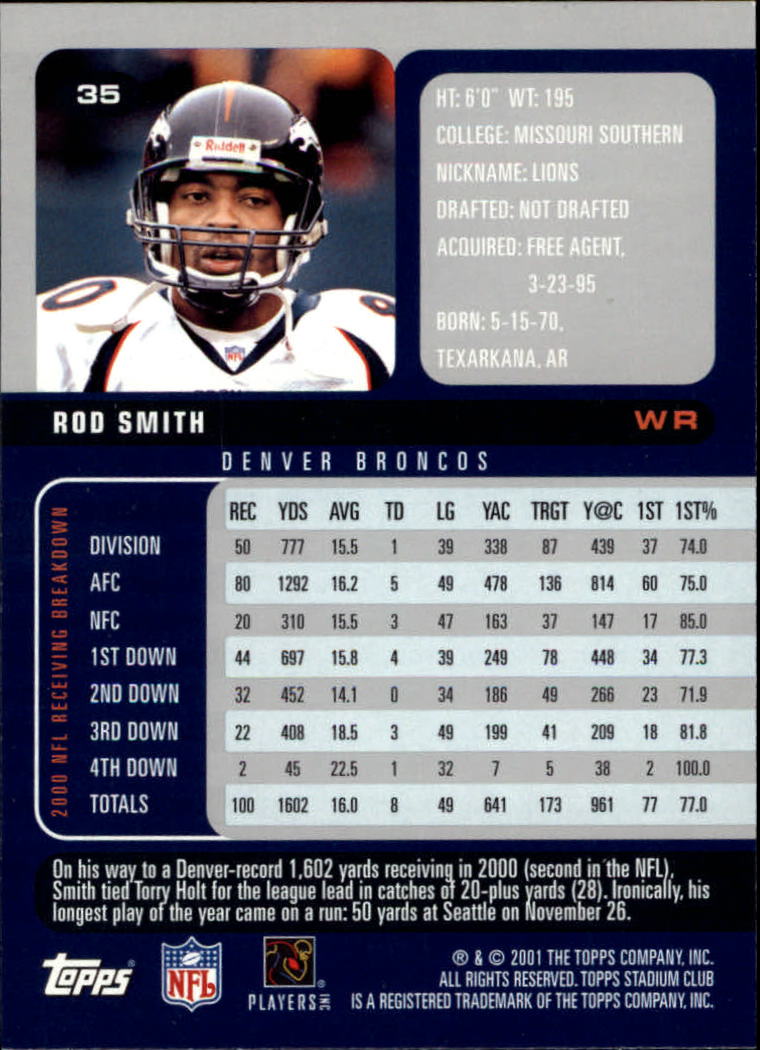 2001 Stadium Club Football Card Pick - Picture 51 of 213