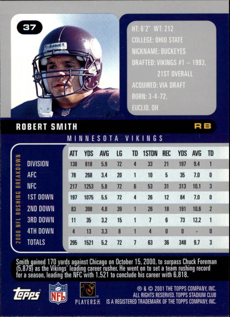 2001 Stadium Club Football Card Pick - Picture 53 of 213