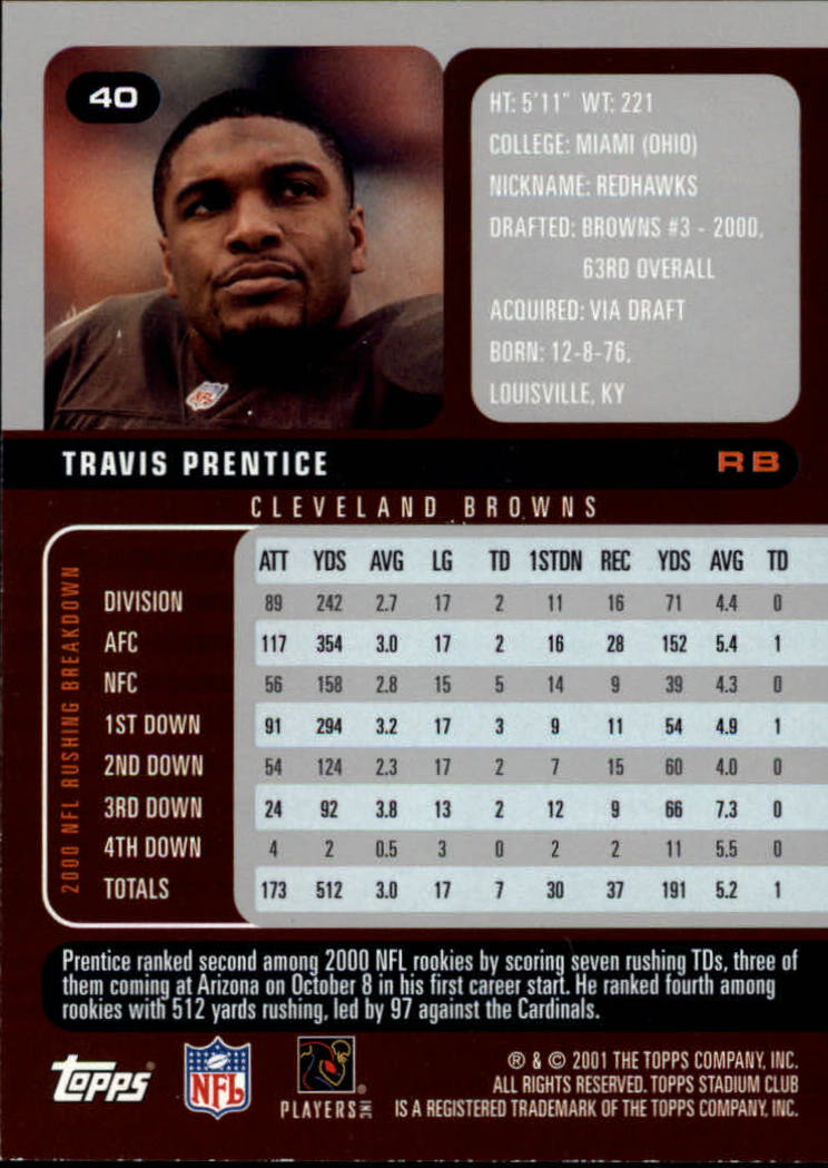 2001 Stadium Club Football Card Pick - Picture 59 of 213