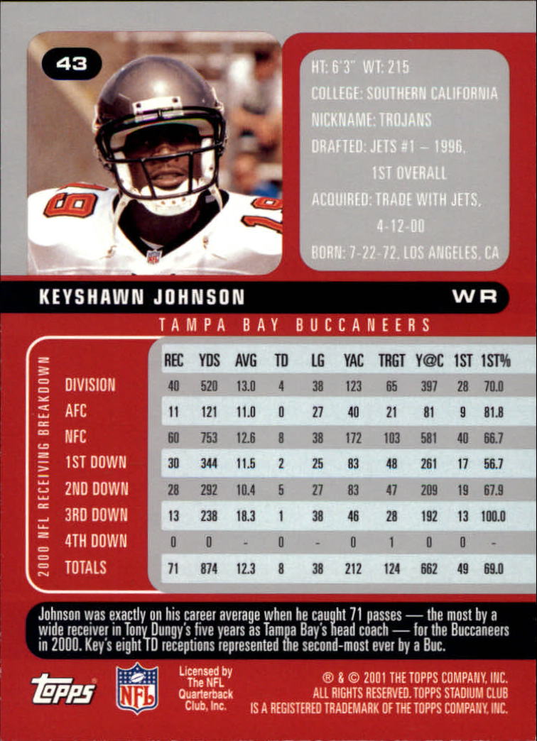2001 Stadium Club Football Card Pick - Picture 65 of 213