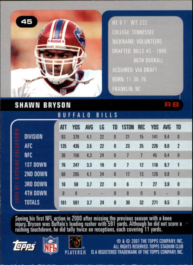 2001 Stadium Club Football Card Pick - Picture 69 of 213