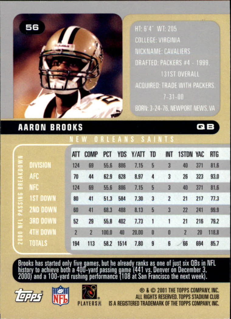 2001 Stadium Club Football Card Pick - Picture 85 of 213