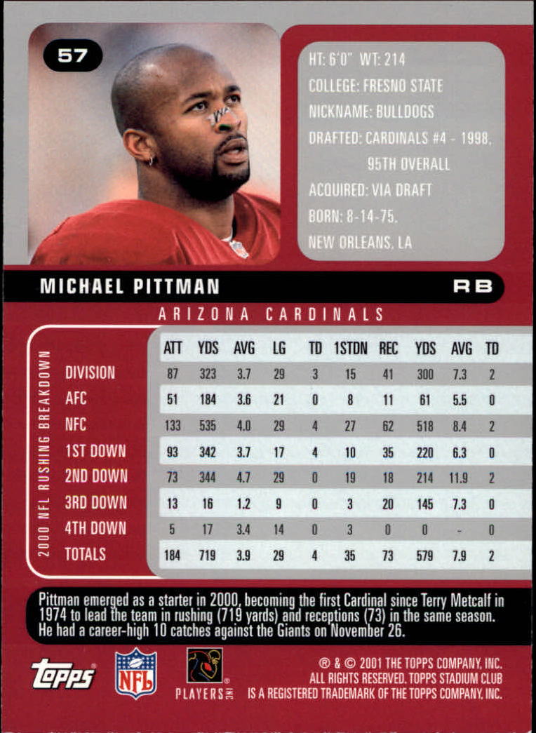 2001 Stadium Club Football Card Pick - Picture 87 of 213