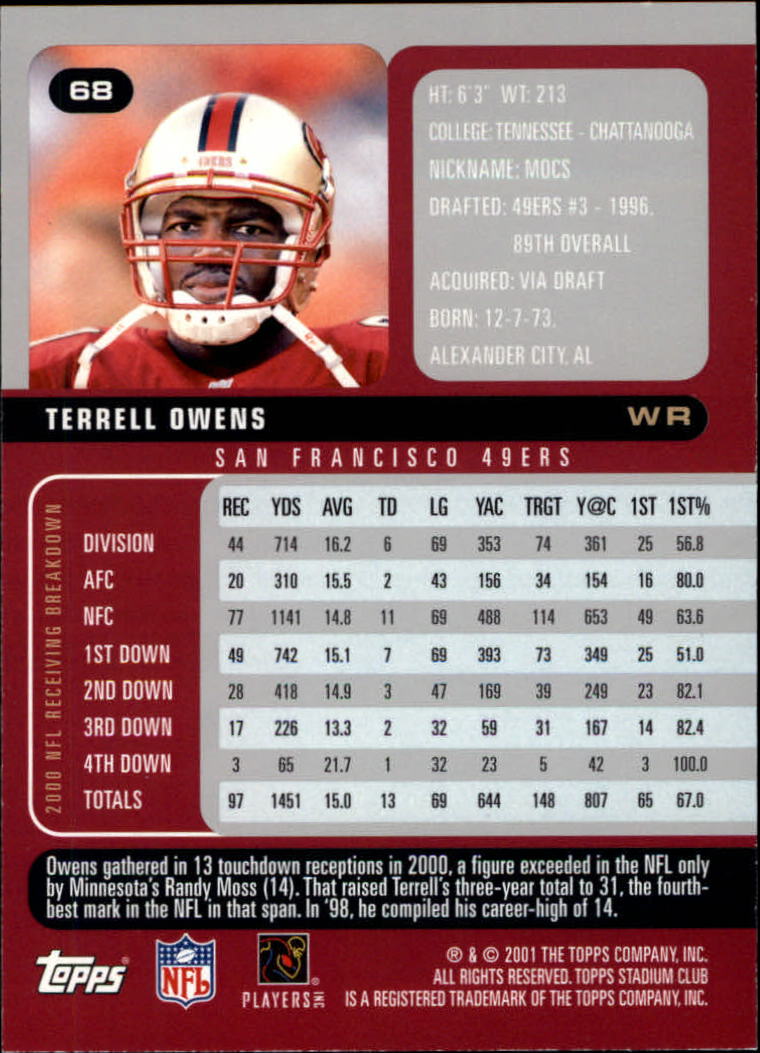 2001 Stadium Club Football Card Pick - Picture 103 of 213