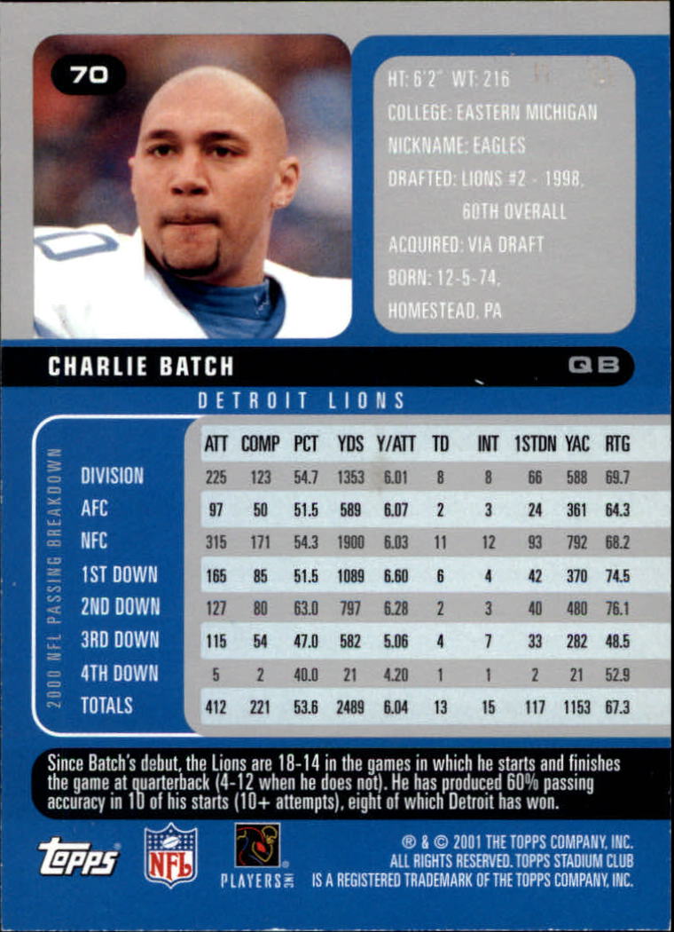 2001 Stadium Club Football Card Pick - Picture 107 of 213