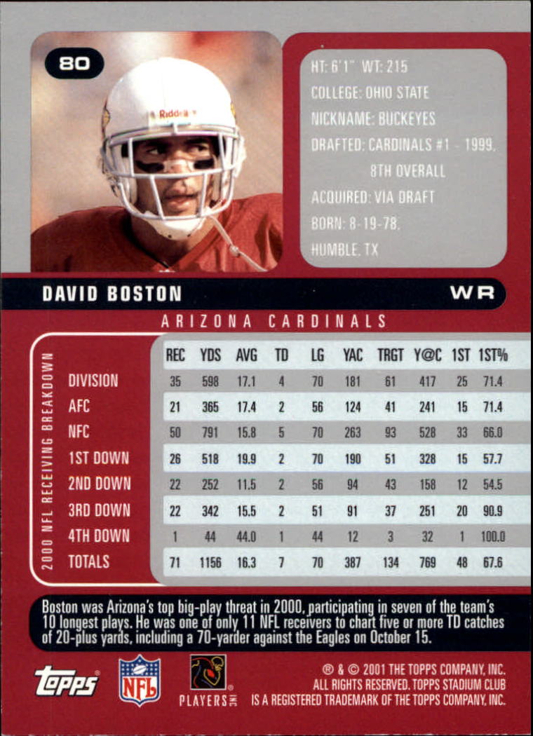 2001 Stadium Club Football Card Pick - Picture 123 of 213