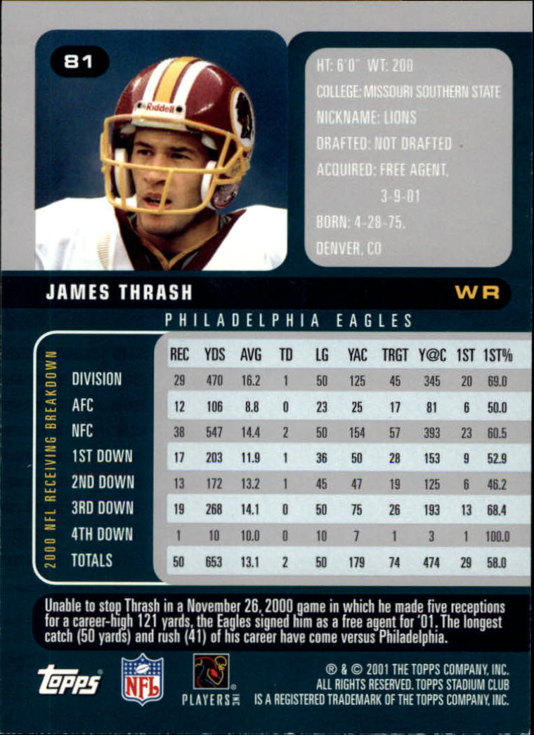 2001 Stadium Club Football Card Pick - Picture 125 of 213