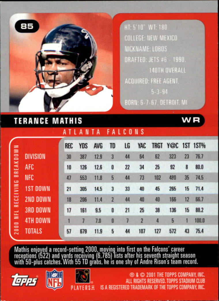 2001 Stadium Club Football Card Pick - Picture 133 of 213