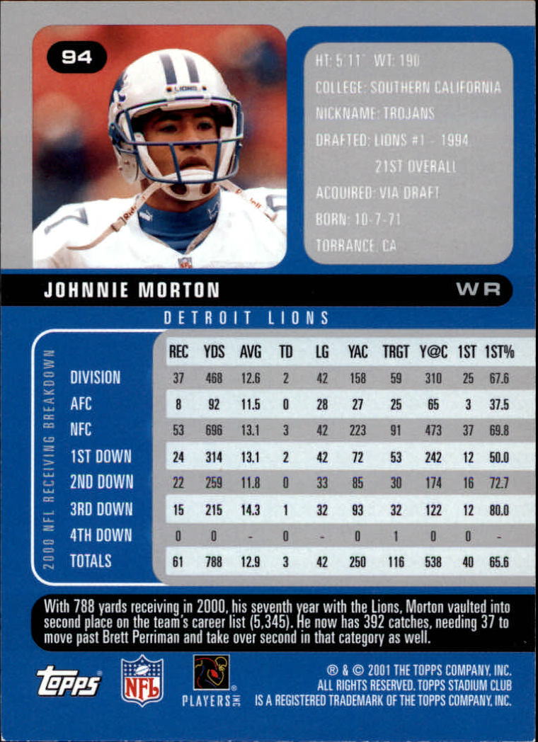 2001 Stadium Club Football Card Pick - Picture 151 of 213