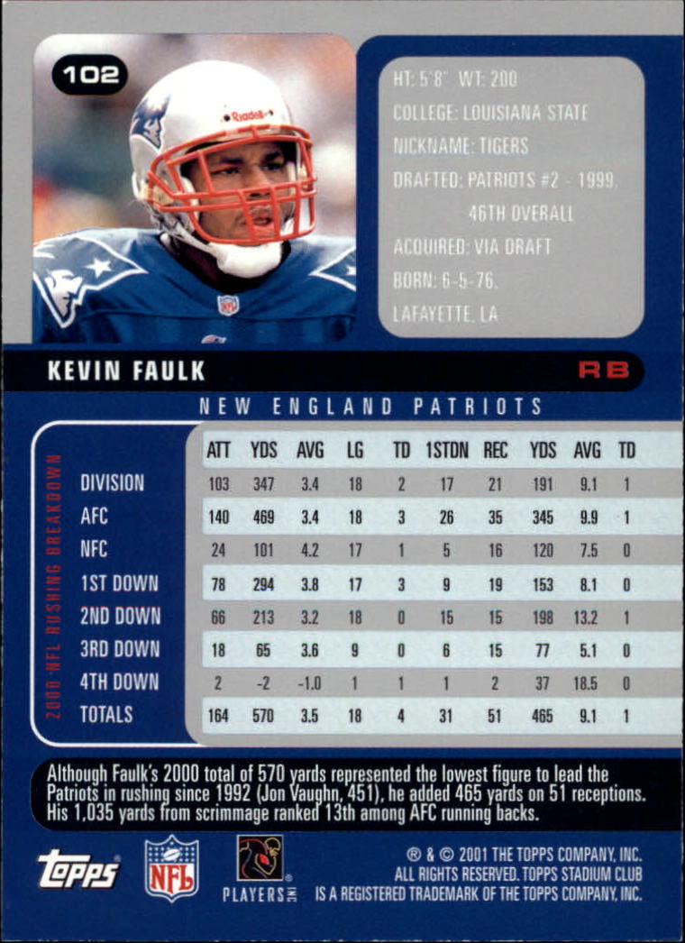 2001 Stadium Club Football Card Pick - Picture 165 of 213