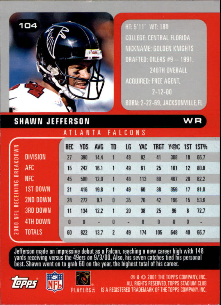 2001 Stadium Club Football Card Pick - Picture 169 of 213