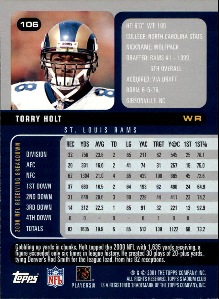 2001 Stadium Club Football Card Pick - Picture 173 of 213