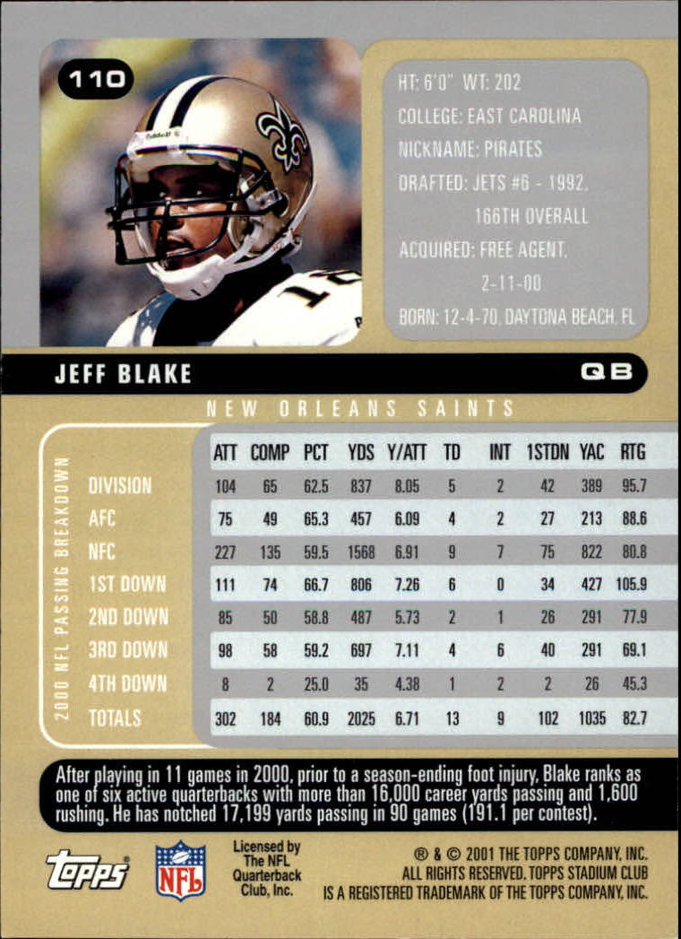 2001 Stadium Club Football Card Pick - Picture 181 of 213