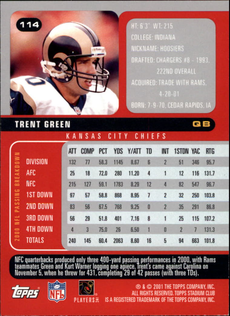 2001 Stadium Club Football Card Pick - Picture 187 of 213