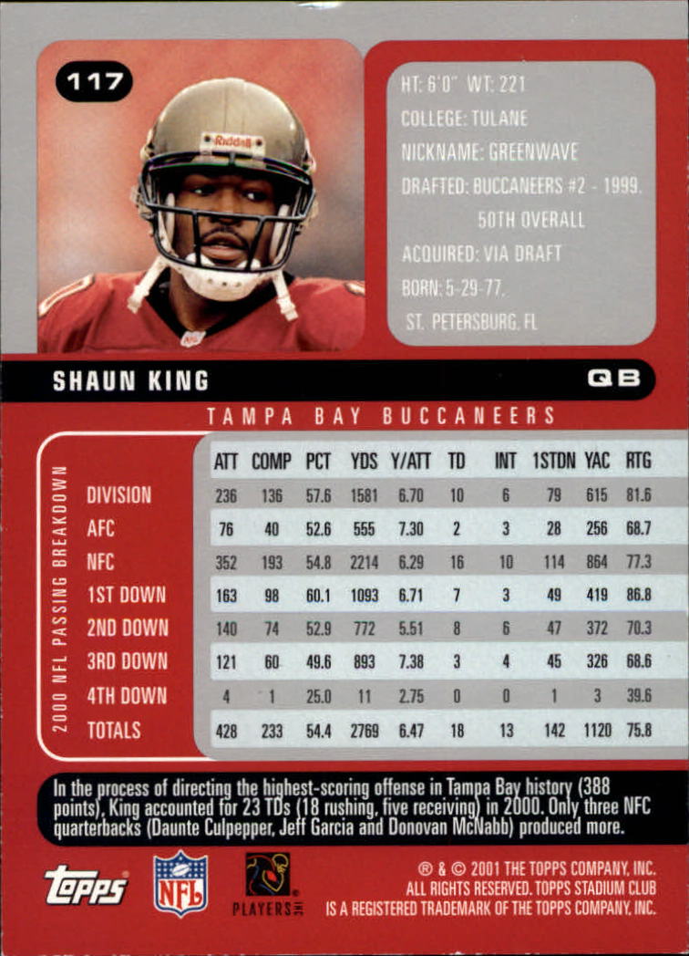 2001 Stadium Club Football Card Pick - Picture 191 of 213