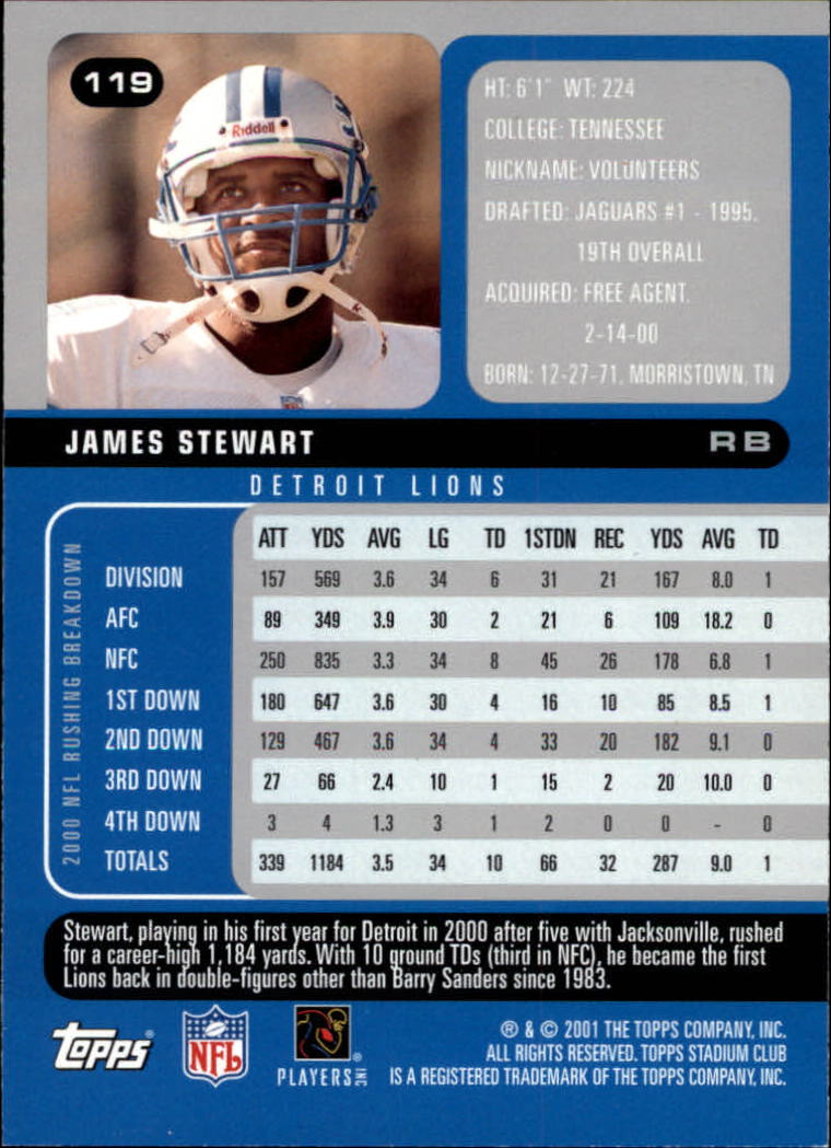 2001 Stadium Club Football Card Pick - Picture 195 of 213