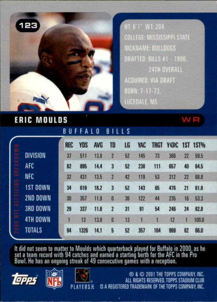 2001 Stadium Club Football Card Pick - Picture 199 of 213