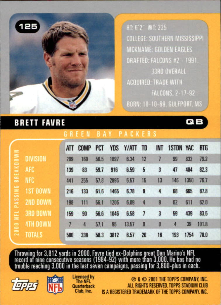 2001 Stadium Club Football Card Pick - Picture 203 of 213