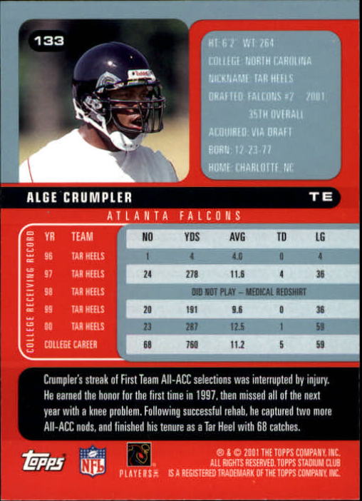 2001 Stadium Club Football Card Pick - Picture 205 of 213