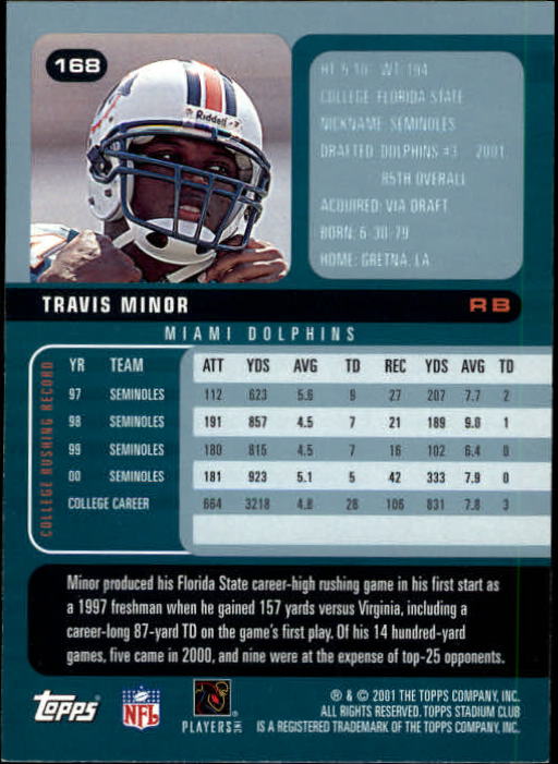 2001 Stadium Club Football Card Pick - Picture 209 of 213