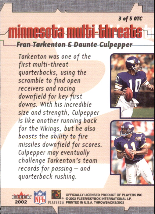 2002 Fleer Throwbacks Football On 2 Canton YOU PICK - Picture 7 of 11