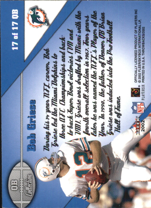 2002 Fleer Throwbacks Football QB Collection YOU PICK - Picture 23 of 23