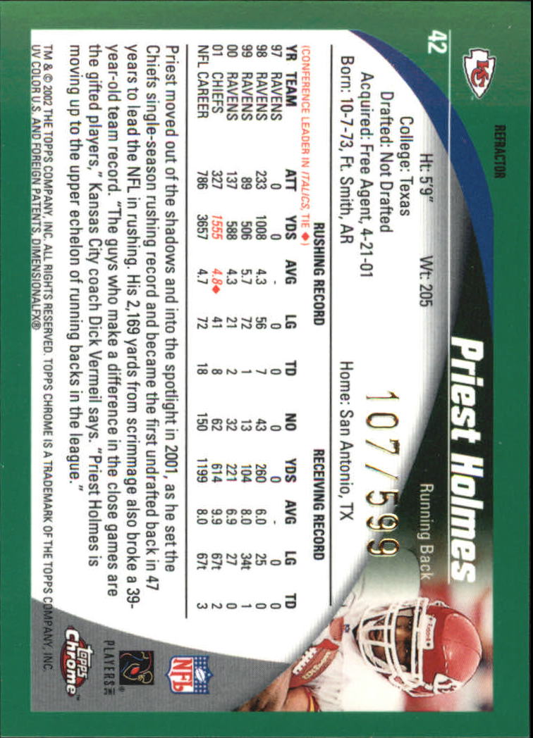 2002 Topps Chrome Football Part 2 Insert and Parallel Cards - Picture 43 of 84