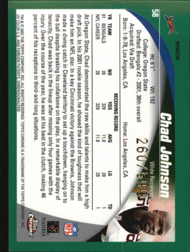 2002 Topps Chrome Football Part 2 Insert and Parallel Cards - Picture 45 of 84