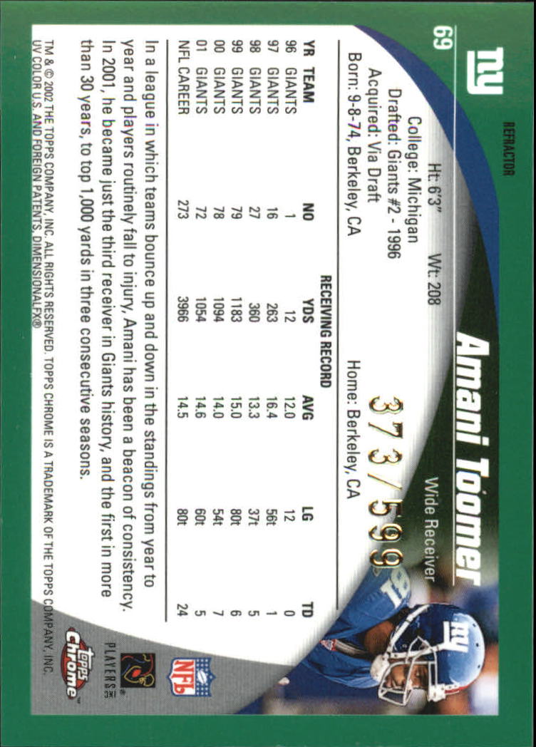2002 Topps Chrome Football Part 2 Insert and Parallel Cards - Picture 47 of 84