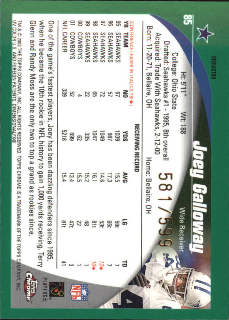 2002 Topps Chrome Football Part 2 Insert and Parallel Cards - Picture 53 of 84