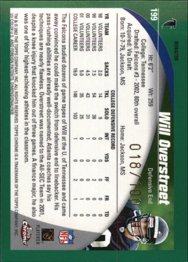 2002 Topps Chrome Football Part 2 Insert and Parallel Cards - Picture 60 of 84