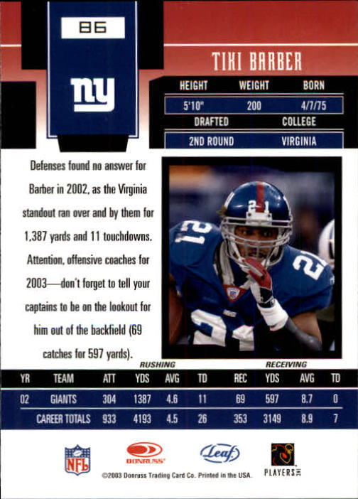 2003 Leaf Certified Materials - #18 Julius Peppers