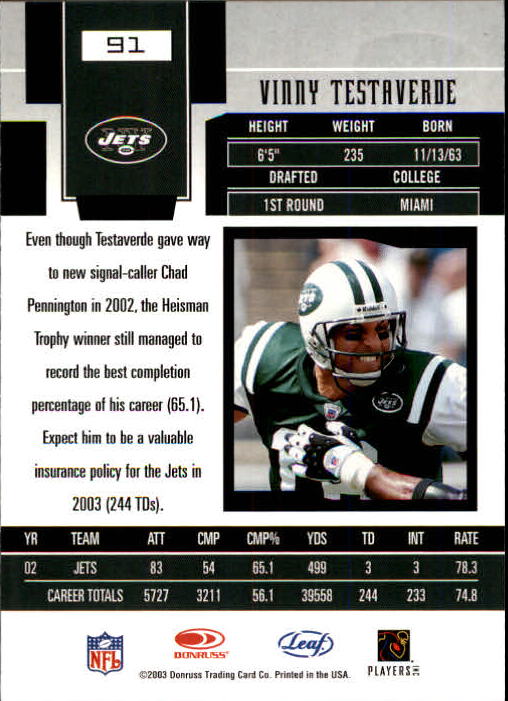 2003 Leaf Certified Materials - #18 Julius Peppers